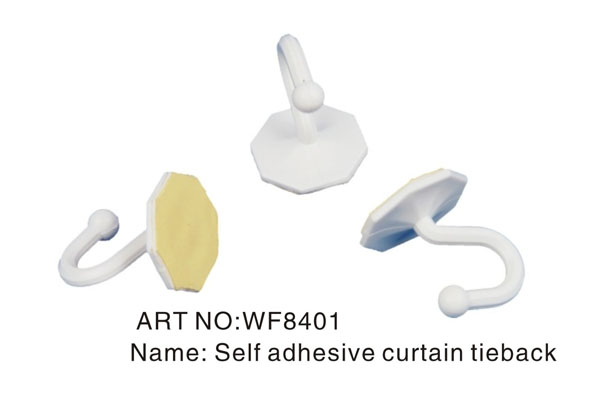 Self adhesive curtain tieback