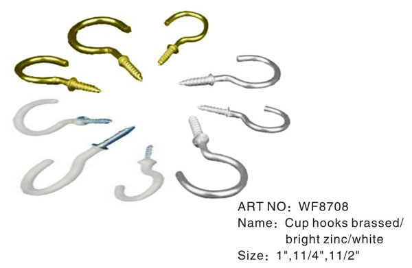 Cup hooks brassed